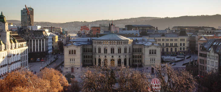 Panoramabilde av Stortinget i Oslo