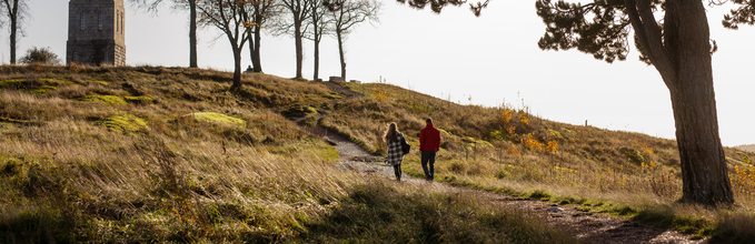 Two people walking in nature